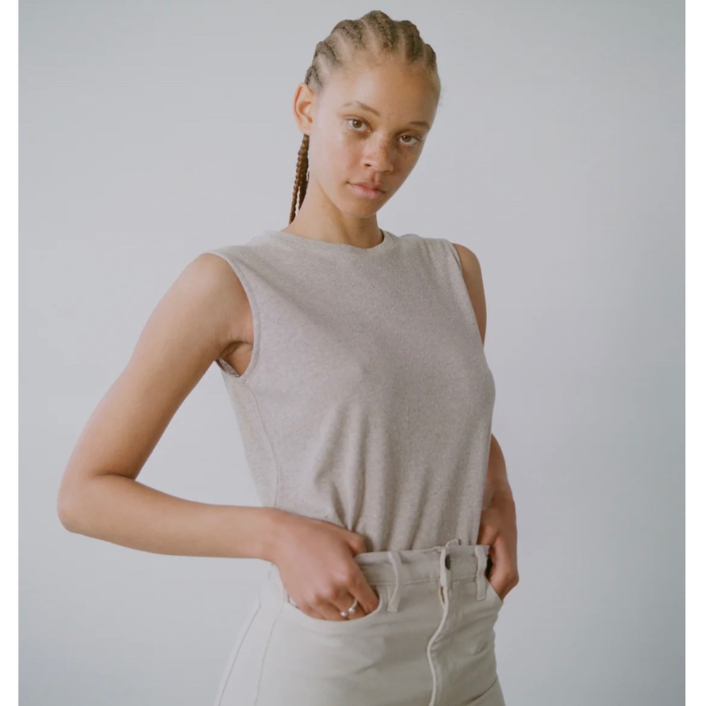 OZMA of California MUSCLE TEE Silk Noil Heather Grey